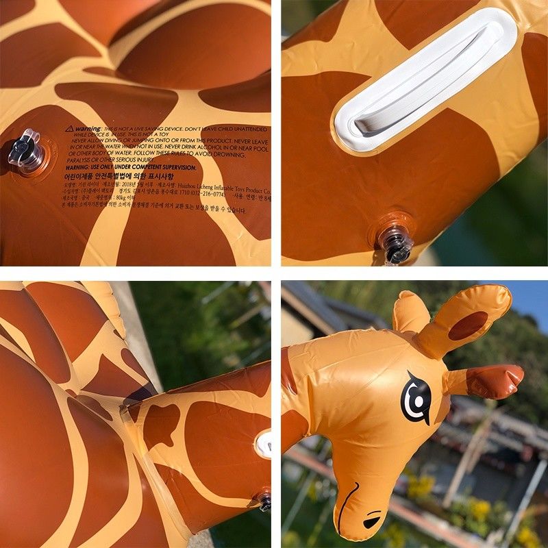 0.32mm 厚いの動物プール フローター 膨張式屋外 巨大ジラフ プール フローター