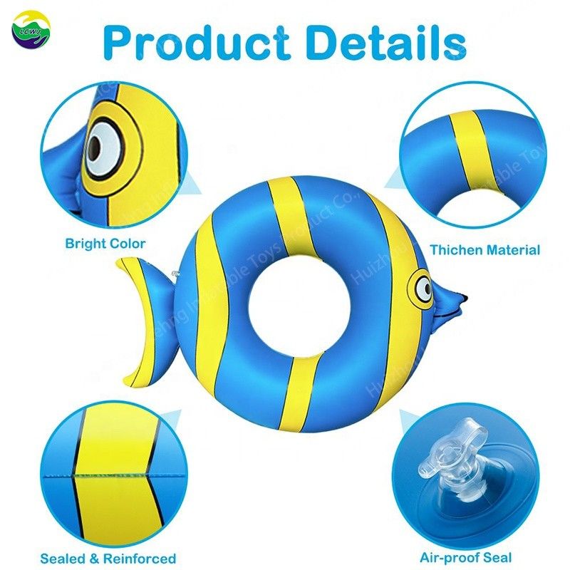 0.25mm 充気式 屋外プール フローティングチューブ 魚 プール 玩具 水泳 ボート 8.7インチ