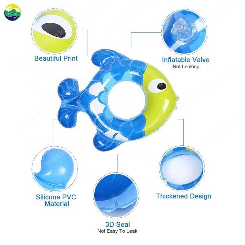 0.25mm 充気式 屋外プール フローティングチューブ 魚 プール 玩具 水泳 ボート 8.7インチ