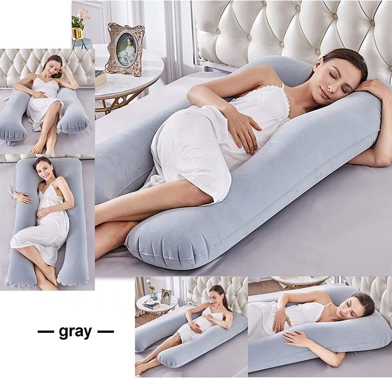 LC フラックス型PVC柔らかい膨らませられる妊娠枕 U型全身妊娠枕 寝用の膨らませられる妊娠枕